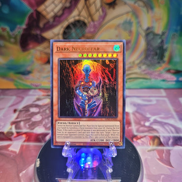 An Ultra Rare "Dark Necrofear" card from the Yugioh Set: Legendary Duelists: Season 3.