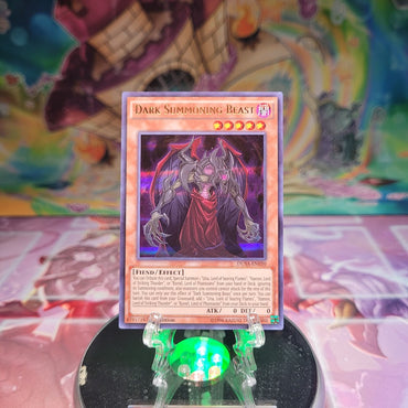 An Ultra Rare "Dark Summoning Beast" card from the Yugioh Set: Duelist Saga.