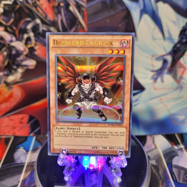 An Ultra Rare "Darklord Ukoback" card from the Yugioh Set: Duelist Saga.