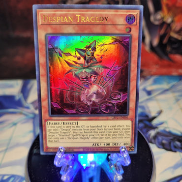  An Ultra Rare "Despian Tragedy" card from the Yugioh Set: Ghosts From the Past: The 2nd Haunting (GFP2).