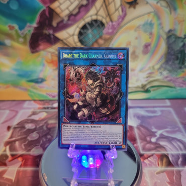  A Secret Rare "Dharc the Dark Charmer, Gloomy" card from the Yugioh Set: Quarter Century Bonanza (RA03).