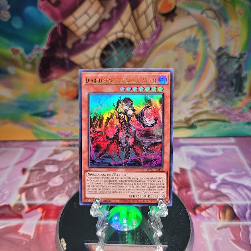 An Ultra Rare "Diabellstar the Black Witch" card from the Yugioh Set: Quarter Century Bonanza (RA03).