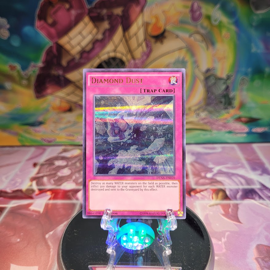 An Ultra Rare "Diamond Dust" card from the Yugioh Set: Duelist Saga.