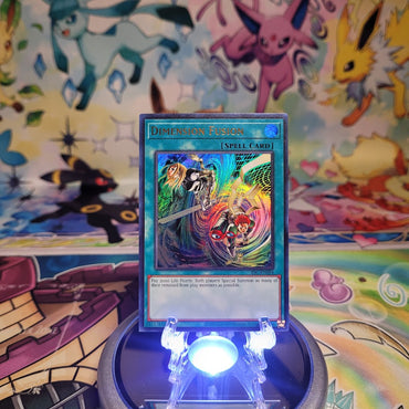 An Ultra Rare "Dimension Fusion" card from the Yugioh Set: Invasion of Chaos 25th Anniversary Edition (IOC).