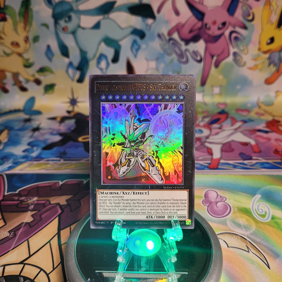 An Ultra Rare "Divine Arsenal AA-Zeus - Sky Thunder" card from the Yugioh Set: Magnificent Monsters (MAMO).