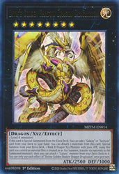 An Ultra Rare "Divine Golden Shadow Dragon Dragluxion" card from the Yugioh Set: Maze of the Master (MZTM).
