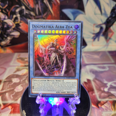 A Super Rare "Dogmatika Alba Zoa" card from the Yugioh Set: Photon Hypernova.