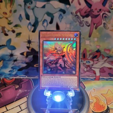 An Ultra Rare "Dogmatika Fleurdelis, the Knighted" card from the Yugioh Structure Deck: The Fallen & The Virtuous (CH01).