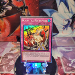 A Super Rare "Dogmatika Punishment" card from the Yugioh Set: Rarity Collection 1 