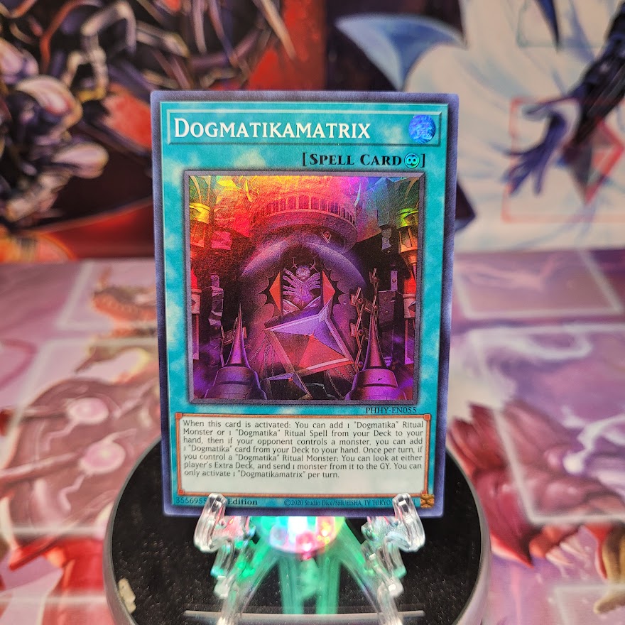 A Super Rare "Dogmatikamatrix" card from the Yugioh Set: Photon Hypernova.