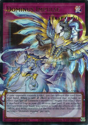 An Ultra Rare Extended Art "Dominus Impulse" card from the Yugioh Set: Battles of Legend: Glorious Gallery (BLGG).