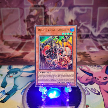 An Ultra Rare "DoomZ V Five - Amalthe" card from the Yugioh Set: Doom of Dimensions (DOOD).