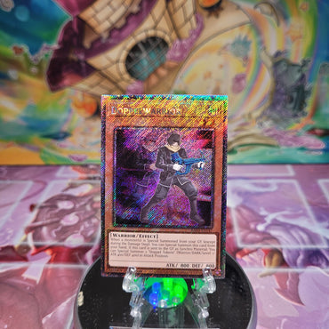 A Platinum Secret Rare "Doppelwarrior" card from the Yugioh Set: Quarter Century Stampede (RA04).
