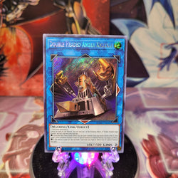 A Secret Rare "Double Headed Anger Knuckle" card from the Yugioh Set: Battles of Legend: Hero's Revenge.
