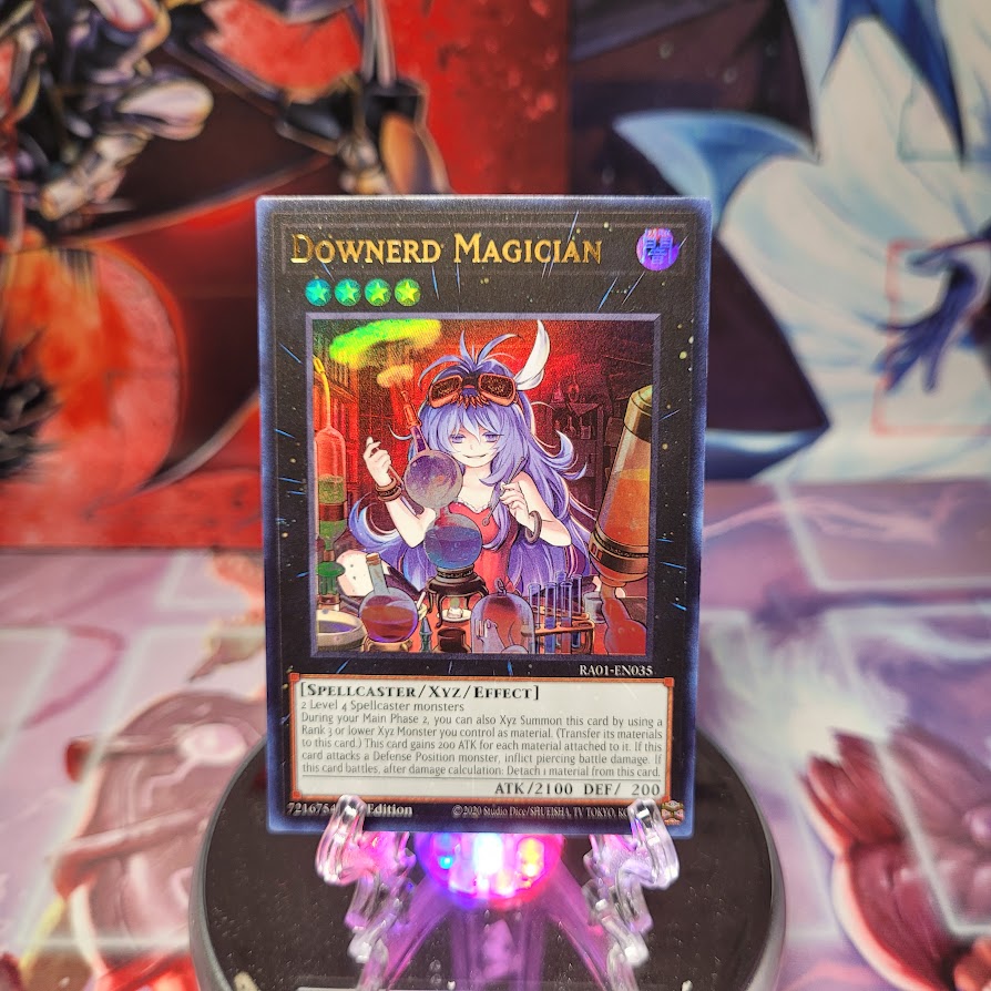 An Ultra Rare "Downerd Magician" card from the Yugioh Set: Rarity Collection 1 