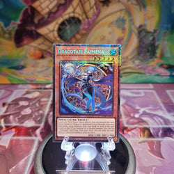 A Starlight Rare "Dracotail Faimena" card from the Yugioh Set: Justice Hunters (JUSH).