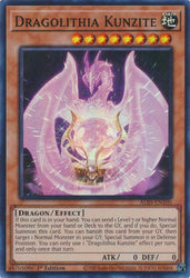 A Super Rare "Dragolithia Kunzite" card from the Yugioh Set: Alliance Insight (ALIN).