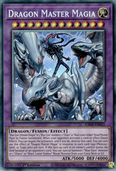 A Prismatic Collector's Rare "Dragon Master Magia" card from the Yugioh Set: Quarter Century Stampede (RA04).