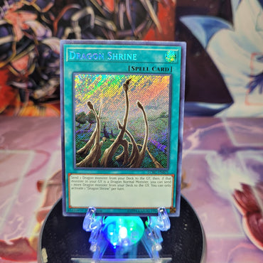 A Secret Rare "Dragon Shrine" card from the Yugioh Set: Legendary Collection: Kaiba.