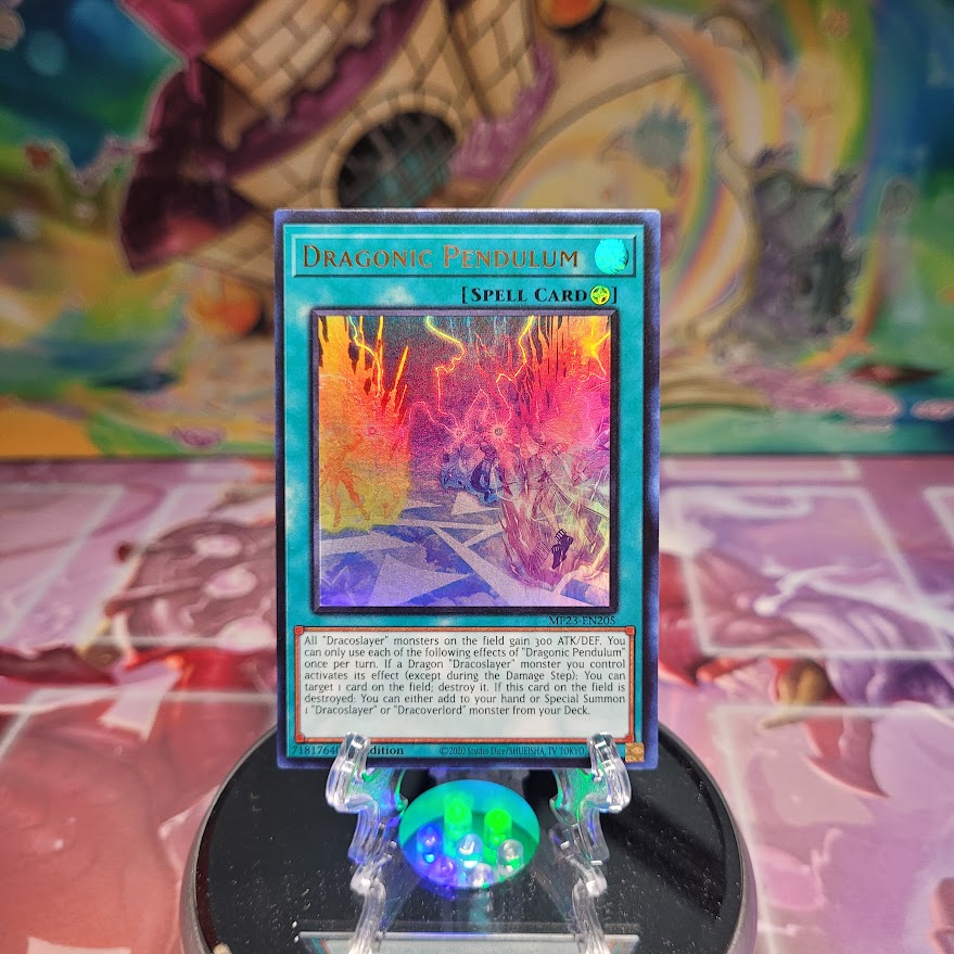 An Ultra Rare "Dragonic Pendulum" card from the Yugioh 25th Anniversary Dueling Heroes Mega-Tin Mega Pack.