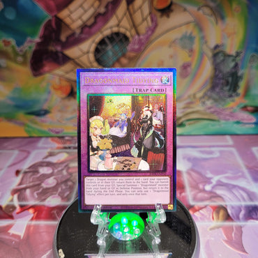 A Prismatic Ultimate Rare "Dragonmaid Tidying" card from the Yugioh Set: Quarter Century Stampede (RA04).