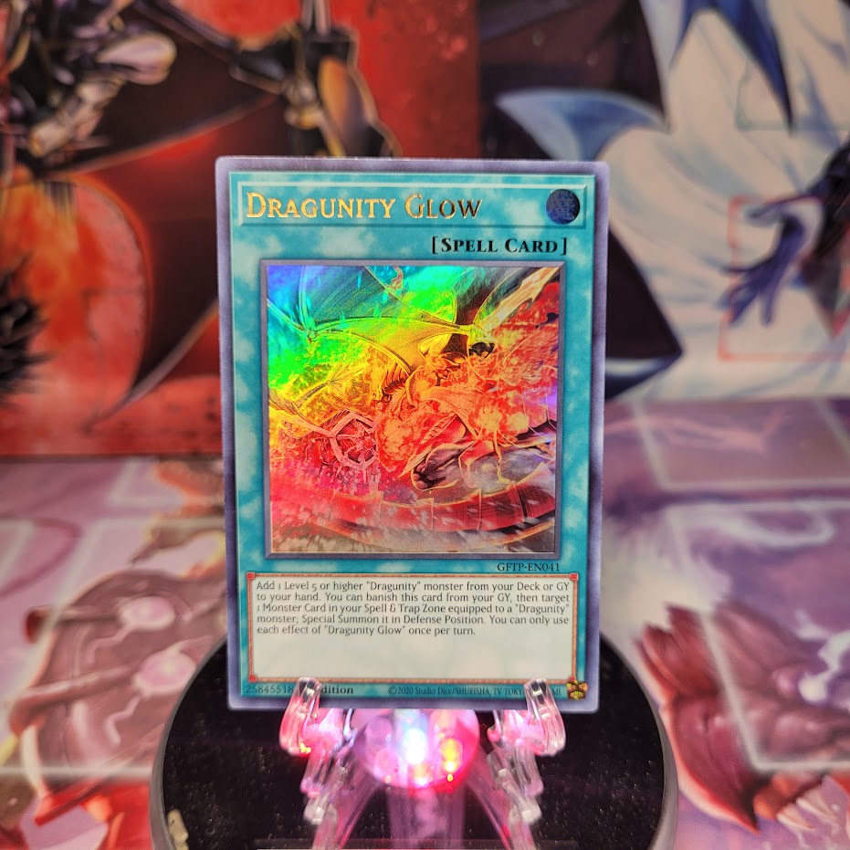 An Ultra Rare "Dragunity Glow" card from the Yugioh Set: Ghosts From the Past.