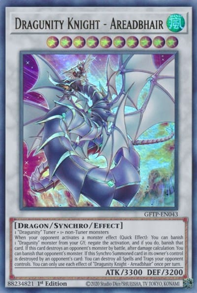 An Ultra Rare "Dragunity Knight - Areadbhair" card from the Yugioh Set: Ghosts From the Past: The 2nd Haunting (GFP2).