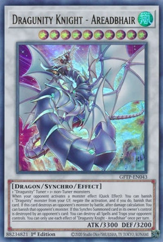 An Ultra Rare "Dragunity Knight - Areadbhair" card from the Yugioh Set: Ghosts From the Past: The 2nd Haunting (GFP2).