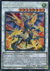 A Secret Rare "Dragunity Knight - Areus" card from the Yugioh Set: Battles of Legend: Glorious Gallery (BLGG).
