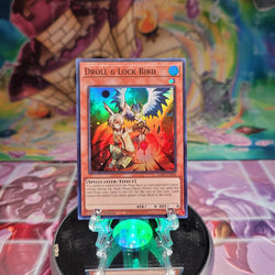 A Super Rare "Droll & Lock Bird" card from the Yugioh Set: Rarity Collection 2 (RA02).