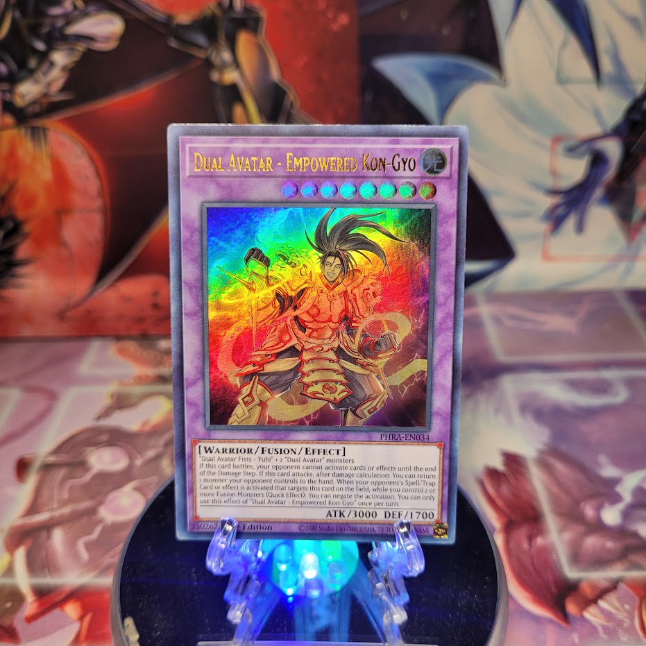 An Ultra Rare "Dual Avatar - Empowered Kon-Gyo" card from the Yugioh Set: Phantom Rage.