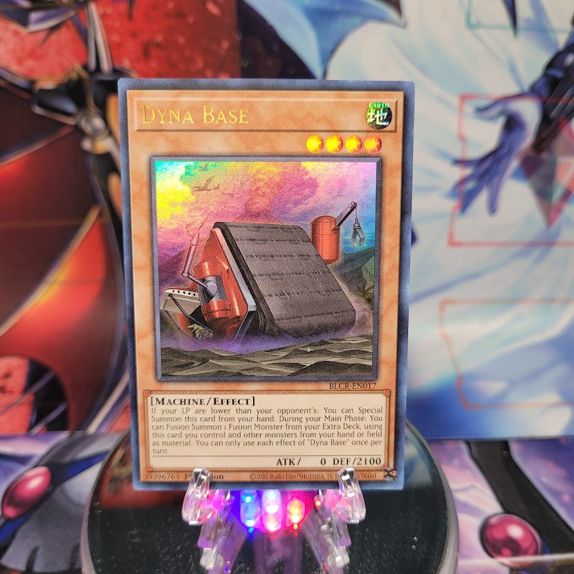 An Ultra Rare "Dyna Base" card from the Yugioh Set: Battles of Legend: Crystal Revenge.