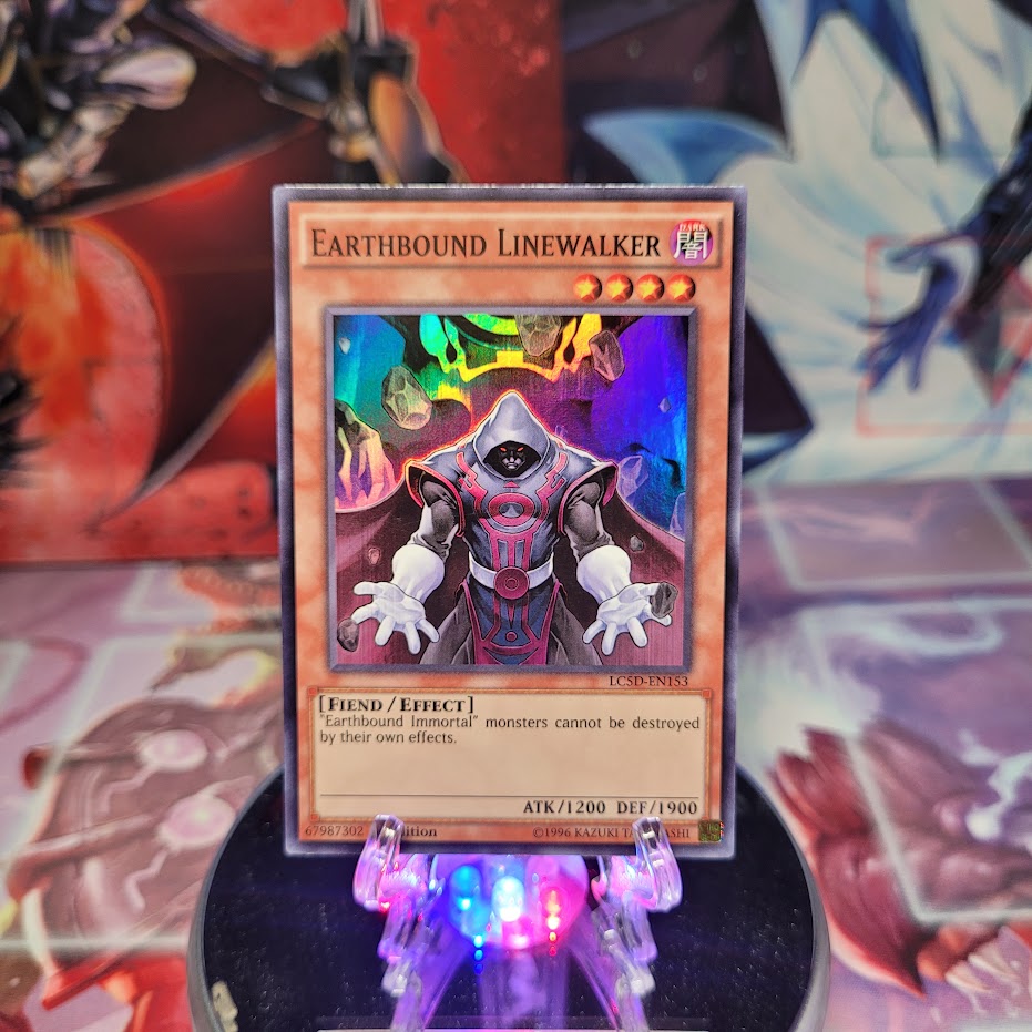A Super Rare "Earthbound Linewalker" card from the Yugioh Set: Legendary Collection 5D's.