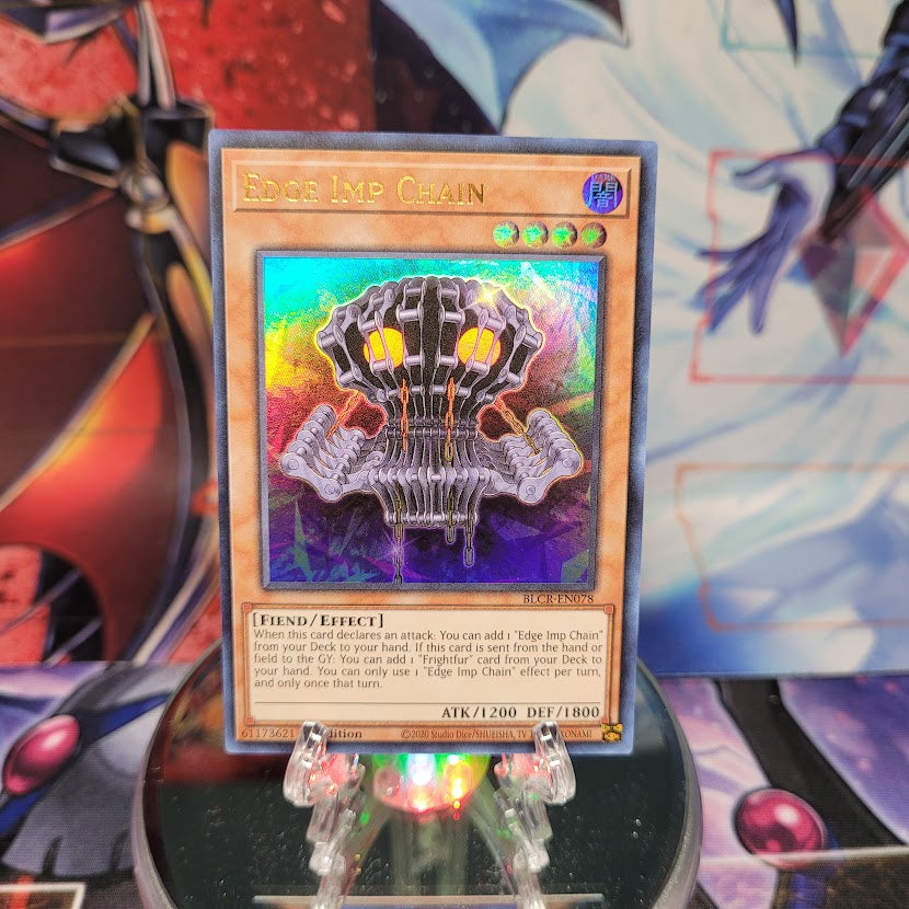 An Ultra Rare "Edge Imp Chain" card from the Yugioh Set: Battles of Legend: Crystal Revenge.