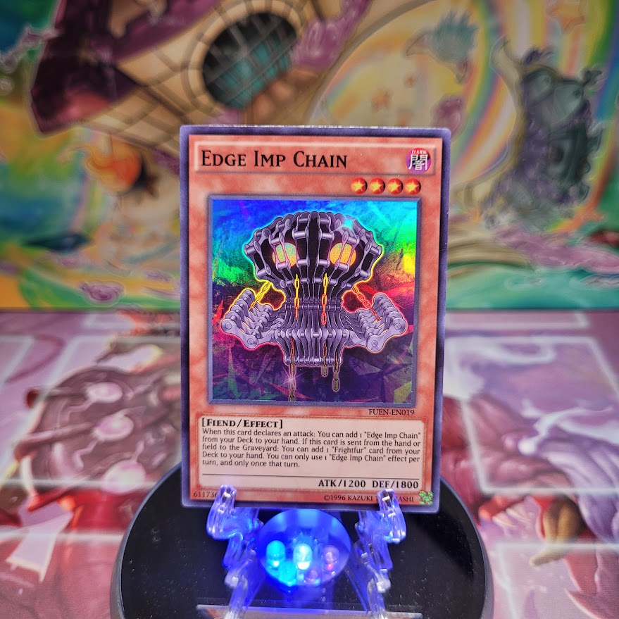 A Super Rare "Edge Imp Chain" card from the Yugioh Set: Fusion Enforcers (FUEN).