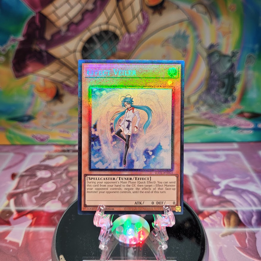 A Prismatic Collector's Rare "Effect Veiler" card from the Yugioh Set: Rarity Collection 1 (RA01).