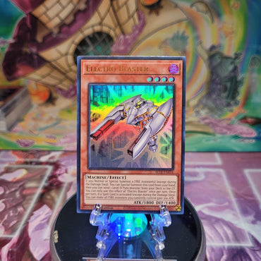 An Ultra Rare "Electro Blaster" card from the Yugioh Set: Battles of Legend: Terminal Revenge.