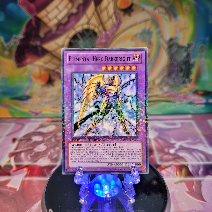 A Duel Terminal Common "Elemental Hero Darkbright" card from the Yugioh Set: Duel Terminal 4 (DT04).