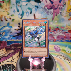 A Secret Rare "Elemental Hero Stratos" card from the Yugioh Set: Battles of Legend: Chapter 1 (BLC1).