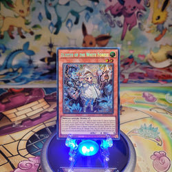 A Prismatic Secret Rare "Elzette of the White Forest" card from the Yugioh 2025 Mega-Tins Mega Pack (MP25).