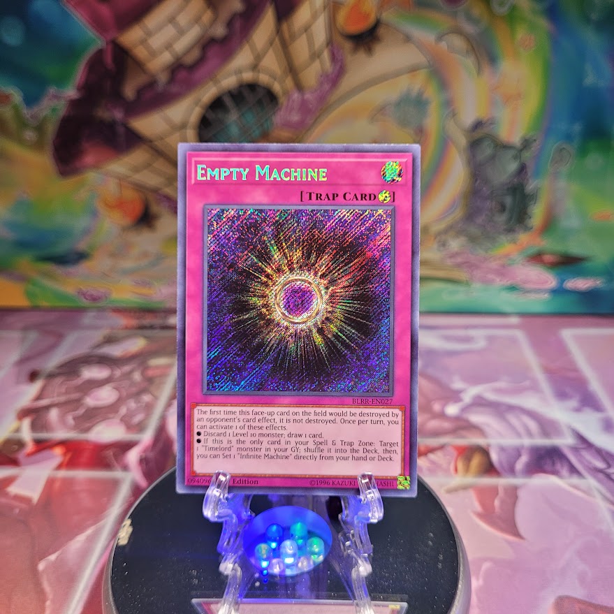 A Secret Rare "Empty Machine" card from the Yugioh Set: battles of Legend: Relentless Revenge.