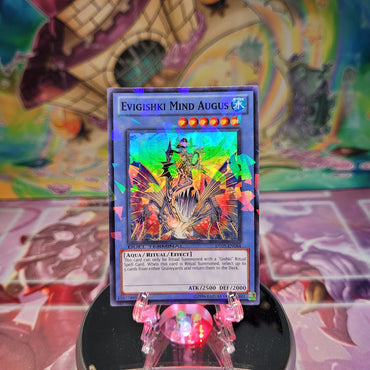 A Duel Terminal Super Rare "Evigishki Mind Augus" card from the Yugioh Set: Duel Terminal 5 (DT05).