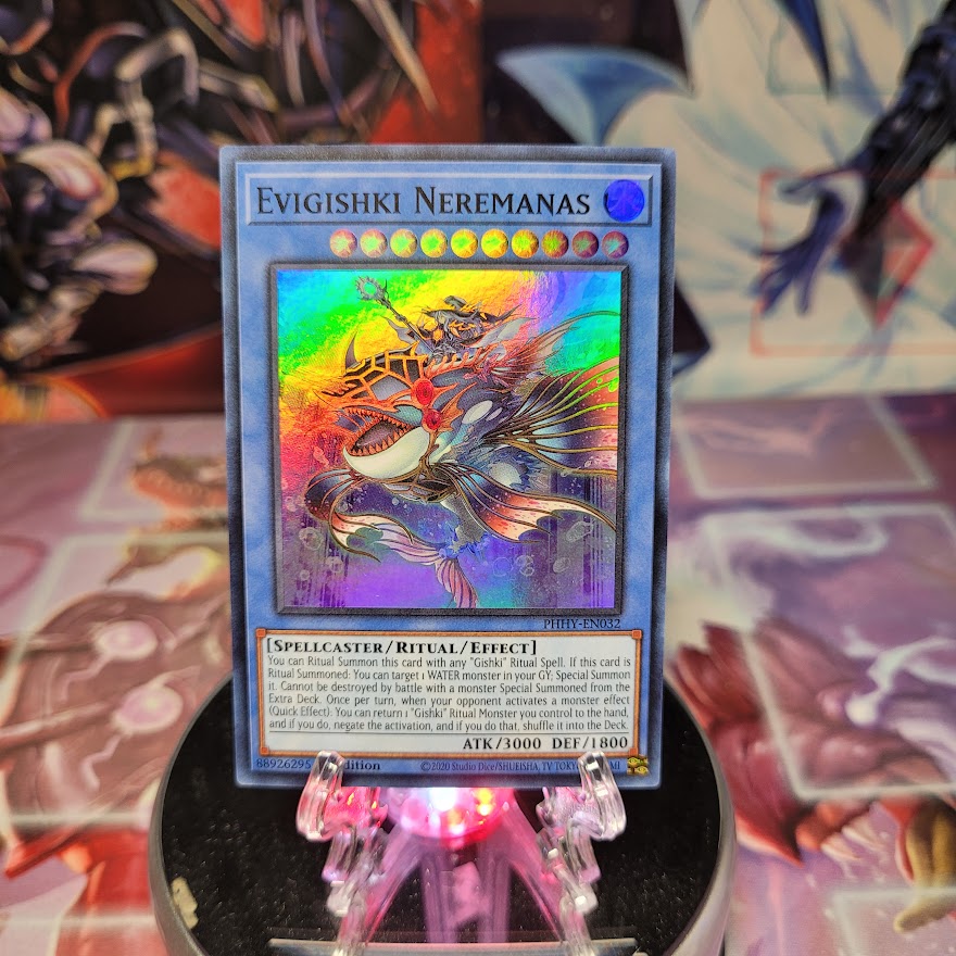 A Super Rare "Evigishki Neremanas" card from the Yugioh Set: Photon Hypernova.