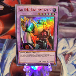 An Ultra Rare Red "Evil Hero Lightning Golem" card from the Yugioh Set: Legendary Duelists: Season 3.