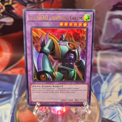 An Ultra Rare "Evil Hero Lightning Golem" card from the Yugioh Set: Legendary Duelists: Season 3.