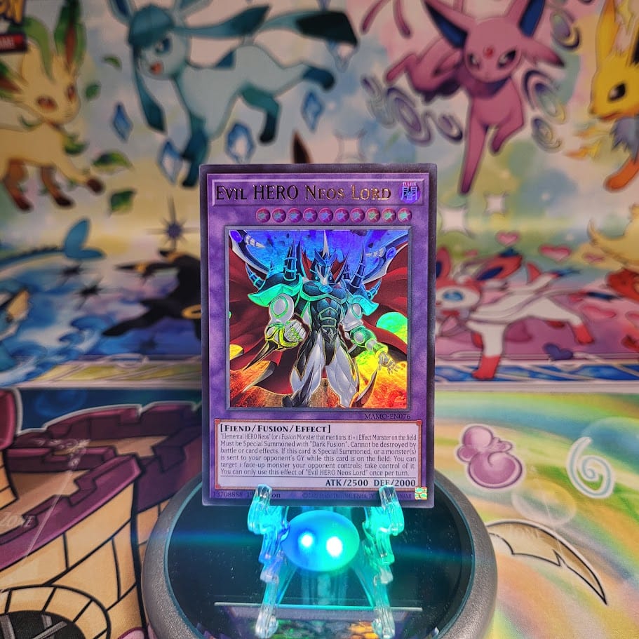 An Ultra Rare "Evil Hero Neos Lord" card from the Yugioh Set: Magnificent Monsters (MAMO).