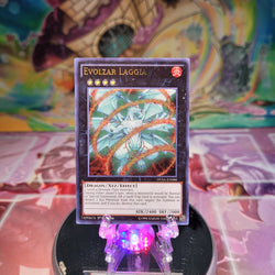 An Ultra Rare "Evolzar Laggia" card from the Yugioh Set: Duelist Saga (DUSA).