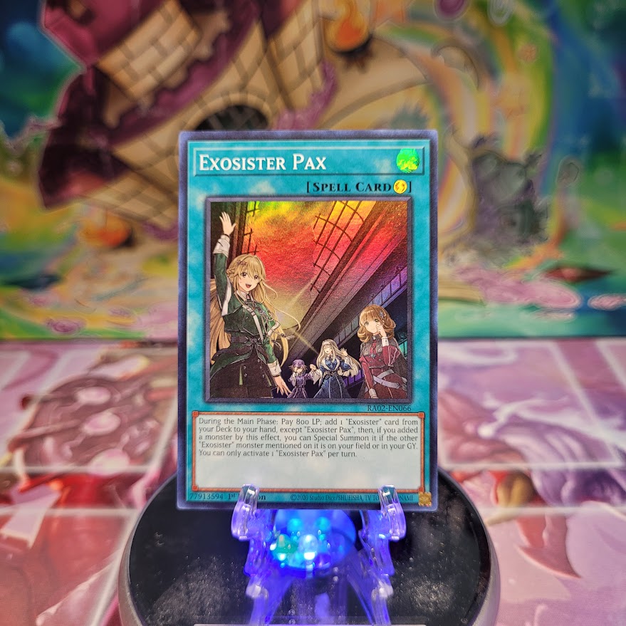 A Super Rare "Exosister Pax" card from the Yugioh Set: Rarity Collection 2 (RA02).