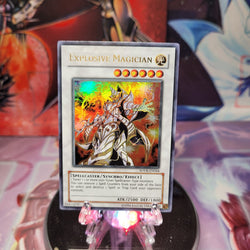 An Ultra Rare "Explosive Magician" card from the Yugioh Set: Stardust Overdrive.