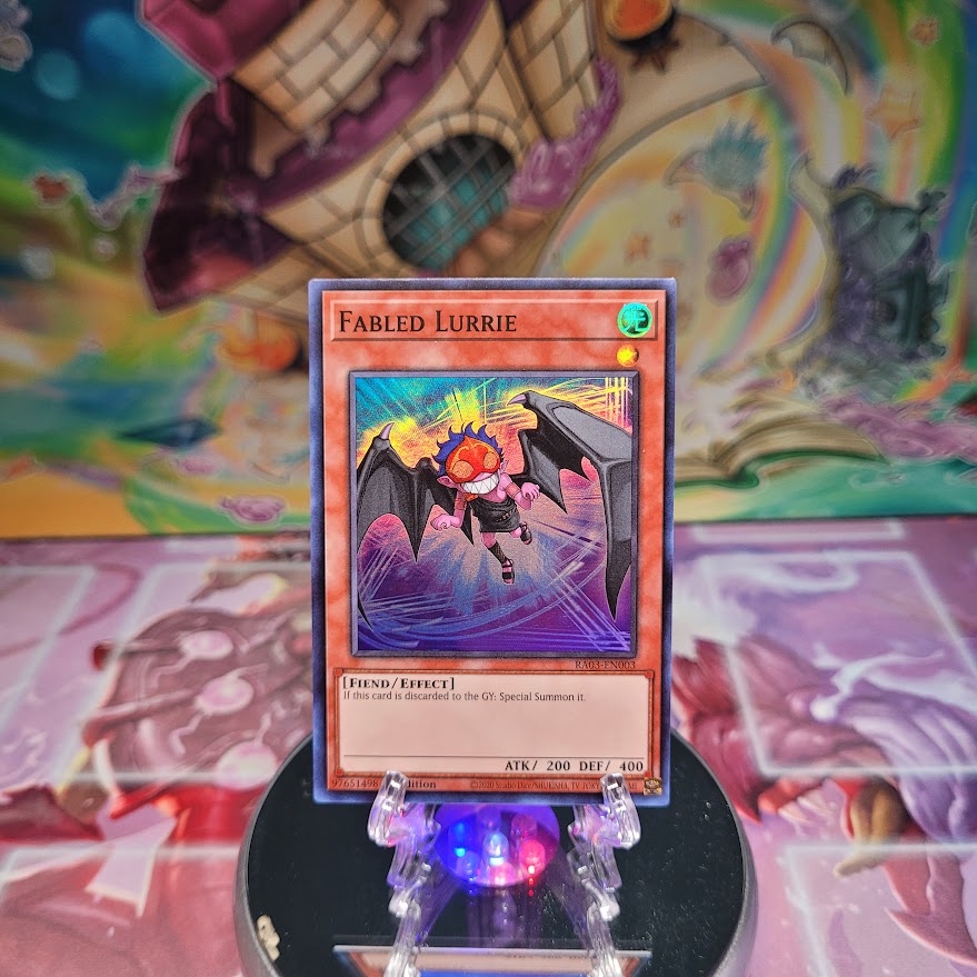 A Super Rare "Fabled Lurrie" card from the Yugioh Set: Quarter Century Bonanza (RA03).